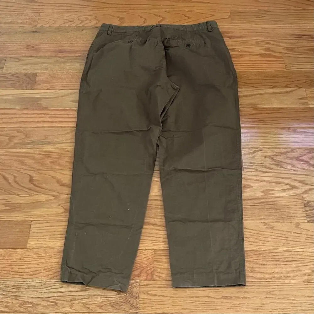Zara Mens 36 Chino Pants Brown Mid Rise Regular Cotton Linen Casual Minimalist